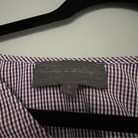 Anthropologie Sunday in Brooklyn Red White Navy Blue Plaid Blouse Top Size L - Picture 10 of 11